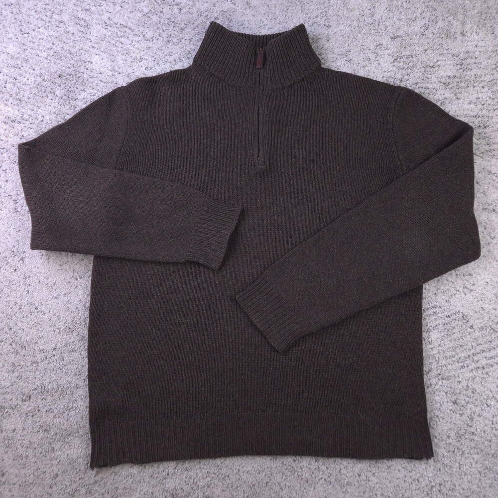 Polo Ralph Lauren Mens Large Brown Merino Wool Angora Quarter Zip Sweater